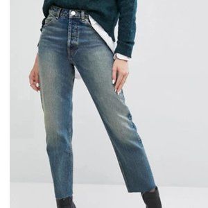 Straight Leg Jeans w/ Raw Hem